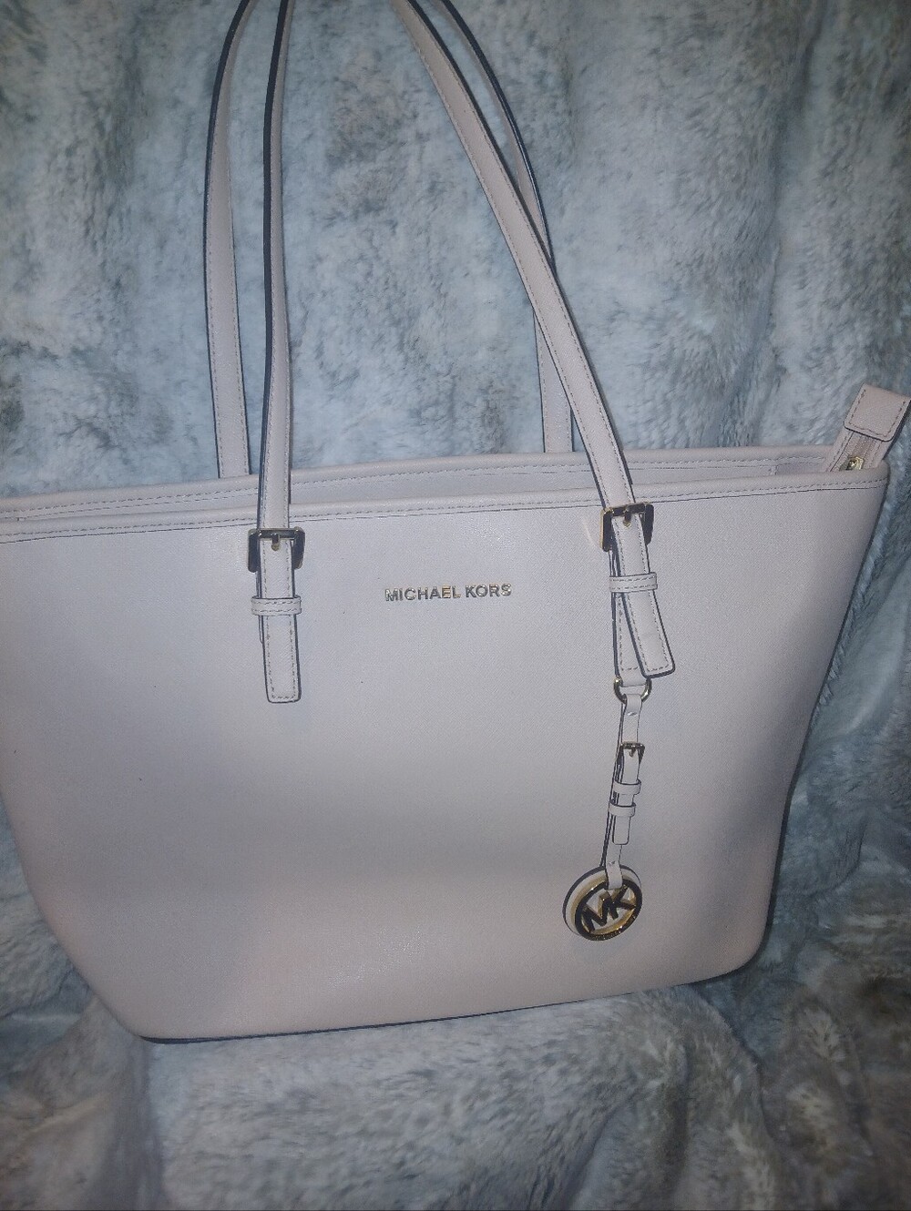 Michael Kors Blush Pink Leather Tote with MK Charm